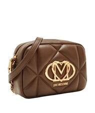 LOVE MOSCHINO EMBOSSED QUILTED Mała pikowana torba na ramię brązowy - Torby damskie - 3