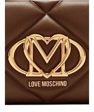 LOVE MOSCHINO EMBOSSED QUILTED Mała pikowana torba na ramię brązowy - Torby damskie - 7