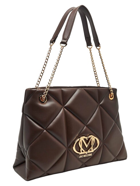 EMBOSSED QUILTED Torba na ramię, podw&oacute;jny uchwyt brązowy - Torby damskie