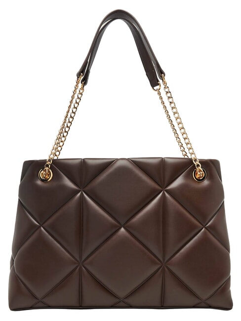 EMBOSSED QUILTED Torba na ramię, podw&oacute;jny uchwyt brązowy - Torby damskie