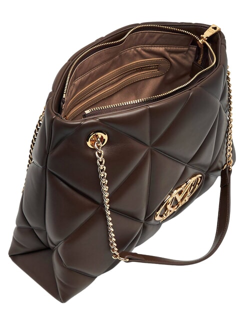 EMBOSSED QUILTED Torba na ramię, podw&oacute;jny uchwyt brązowy - Torby damskie