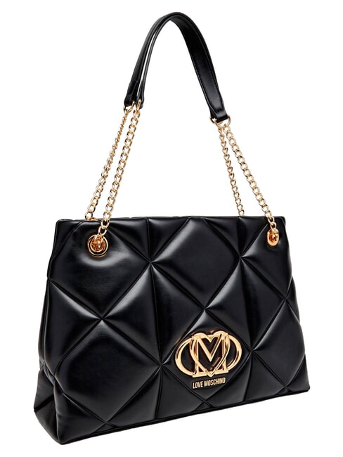 EMBOSSED QUILTED Torba na ramię, podw&oacute;jny uchwyt Czarny - Torby damskie