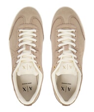 ARMANI EXCHANGE BEA Sk&oacute;rzane trampki piasek+blade złoto - Buty damskie - 4