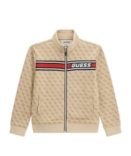 GUESS KIDS ACTIVE Bluza z zamkiem błyskawicznym 4g aop beżowy biały - Bluzy dziecięce - 4