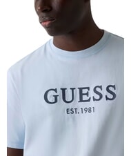 GUESS LOGO Koszulka z kr&oacute;tkim rękawem, czysta bawełna niebieski powietrzny - Koszulki męskie - 4