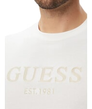 GUESS LOGO Koszulka z kr&oacute;tkim rękawem, czysta bawełna czysto biały - Koszulki męskie - 4