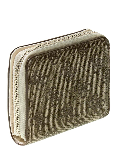 KIDS Kompaktowy portfel zapinany na zamek 4g aop beżowy biały - Portfele damskie