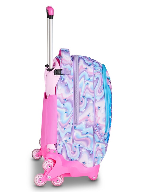 GLOW LED UNICORN GIRL Plecak na k&oacute;łkach 3 w 1 miękki liliowy - Plecaki z w&oacute;zkiem